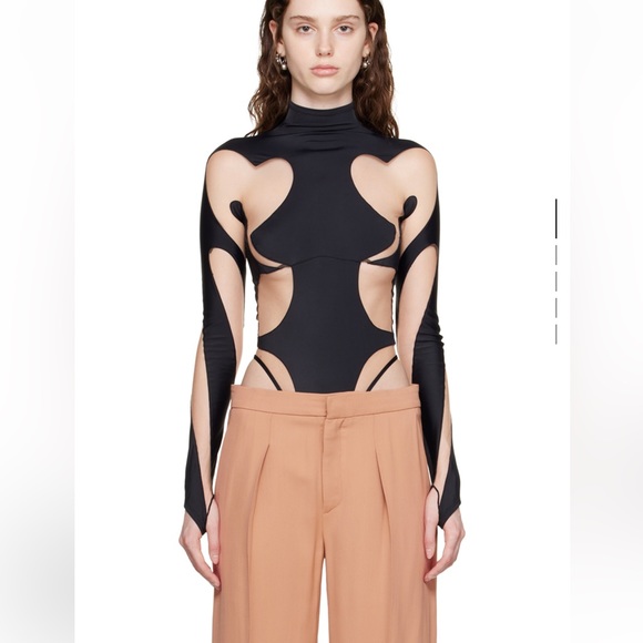 MUGLER rodeo, Black hearts 🖤 cut out bodysuit with sheer mesh panels, lu… - Picture 13 of 16